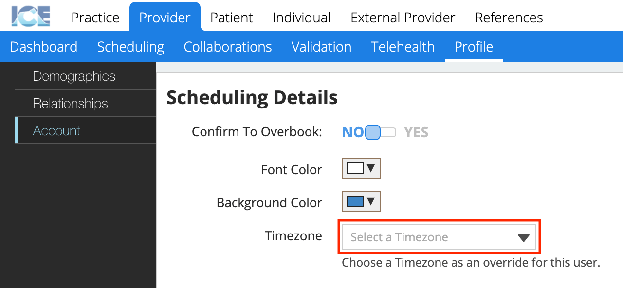 Select timezone field.